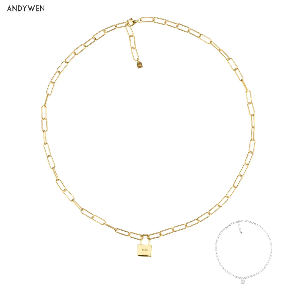 Цепочки ANDYWEN из стерлингового серебра 925 пробы с золотым гороскопом