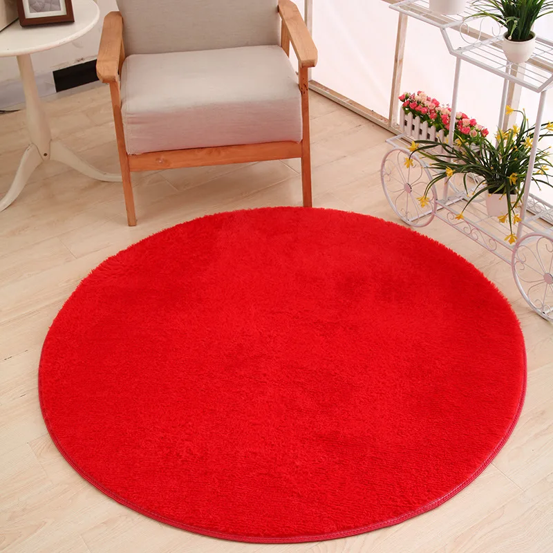 120 x 120cm Round Plush Carpet Soft Living Room Bedroom Rug Floor Mat Home Decor Short-haired Silky Plush Carpets Warm Mats