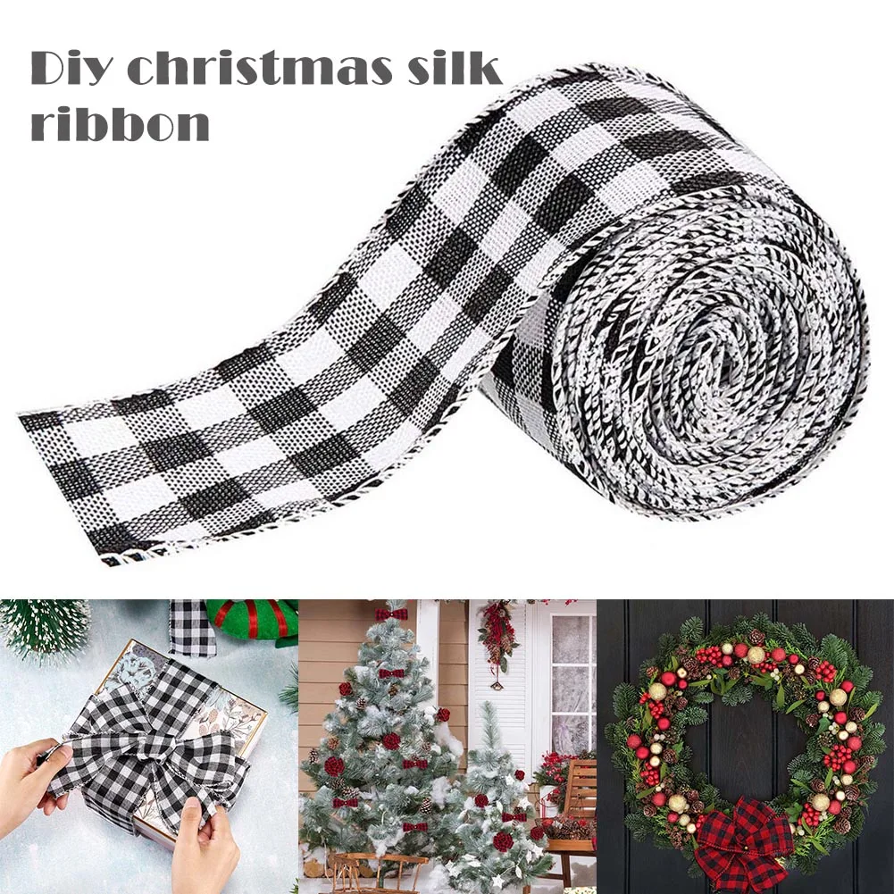 

Economical 5cm/6.3cm Wide Plaid Ribbon for Floral DIY Holiday Wedding Decoration Ornament ds99