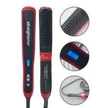 Выпрямитель для волос с отрицательными ионами, электрическая прямая расческа для волос с ЖК-дисплеем, керамическая расческа для выпрямления волос двойного назначения