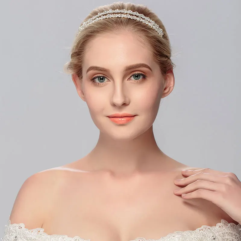 Efily Fashion Rhinestone Headband for Women Wedding Hair Accessories Bridal Luxury Crystal Headpiece Headwear Bridesmaid Gift