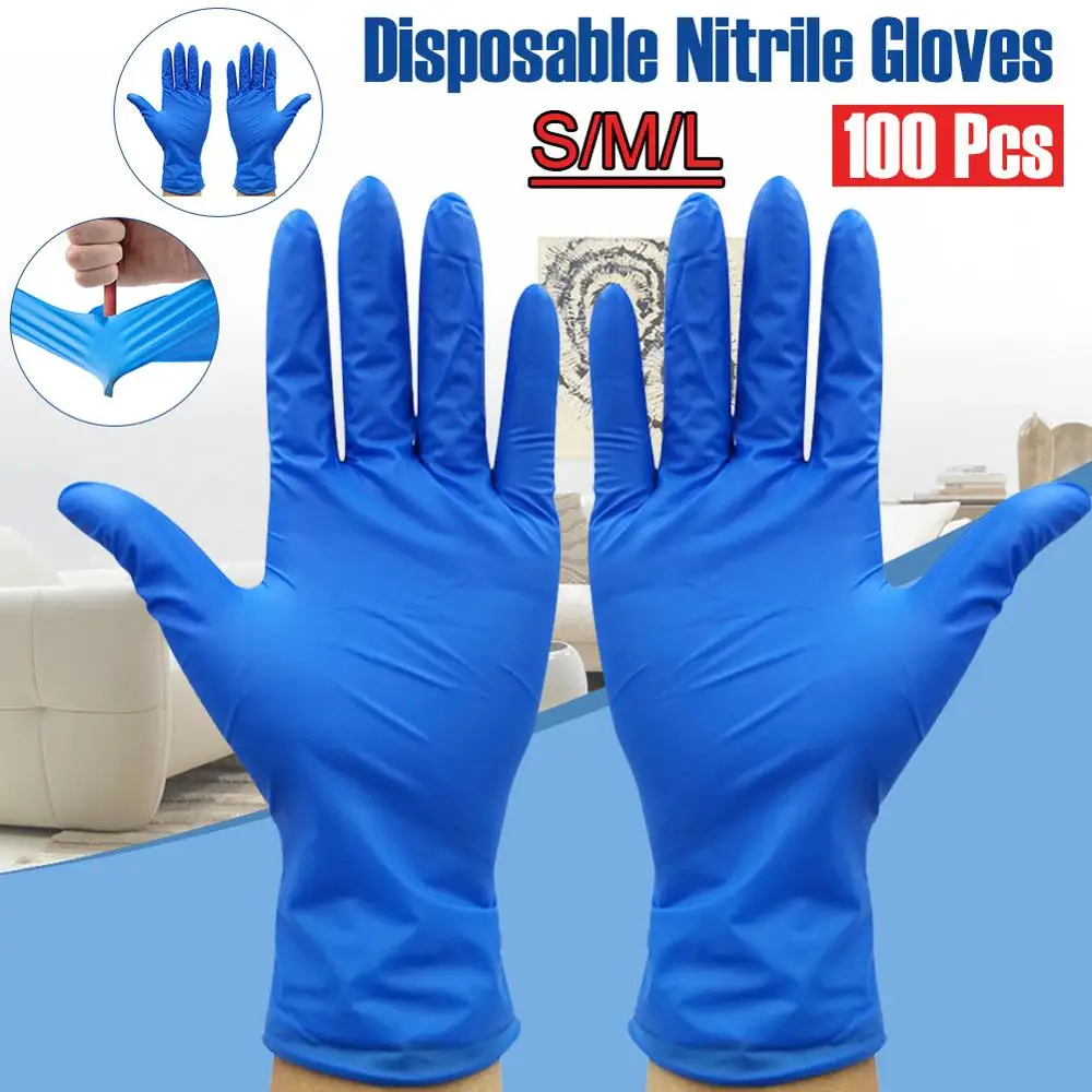 

100pcs Disposable Nitrile Gloves Work Glove Food Cooking Gloves Kitchen Cleaning Universal Household Anti-Contact Gloves