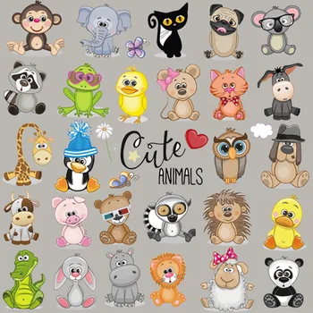 

Animal Patches Cute Animals Set Stickers Clothes Diy Accessory Iron On Fashion Stickers Heat Transfer Fabric Patches TH881115