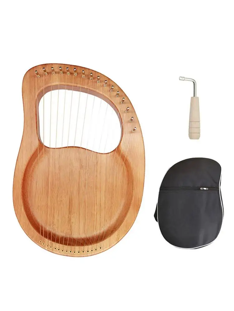 

Lyre Harp 16 Strings Mahogany Wood Lye Harp with Pick up Tuning Hammer Carry Bag Instrument for Beginner