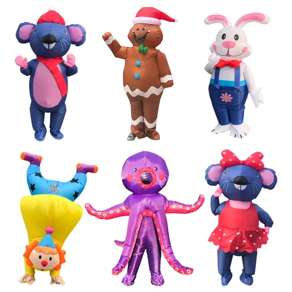 Funny Gingerbread Man Inflatable Costume Halloween Cosplay Costumes Rabbit Handclown Muse Party Role Play Disfraz for Adult |