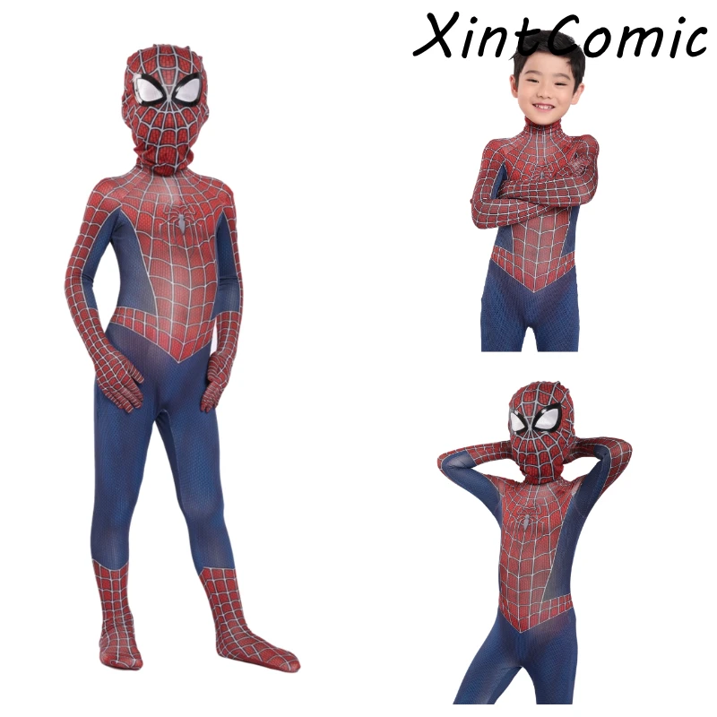 Классический красный и синий Детский костюм для костюмированной вечеринки «Человек-паук»; комбинезоны; костюмы на Хэллоуин для детей; костюм «Человек-паук»