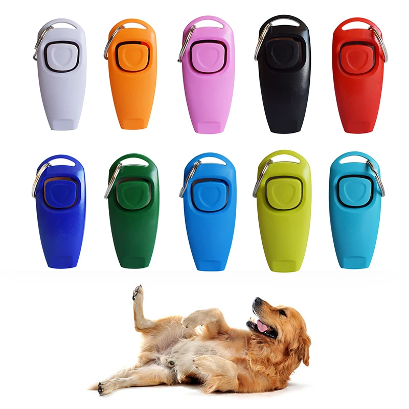 Reducido Gran oferta 2 en 1 para Clicker para perros entrenamiento silbato tarjeta de respuesta perro entrenador de asistencia guía con Llave de Anillo suministros para perros mascota mlKkOkqEd