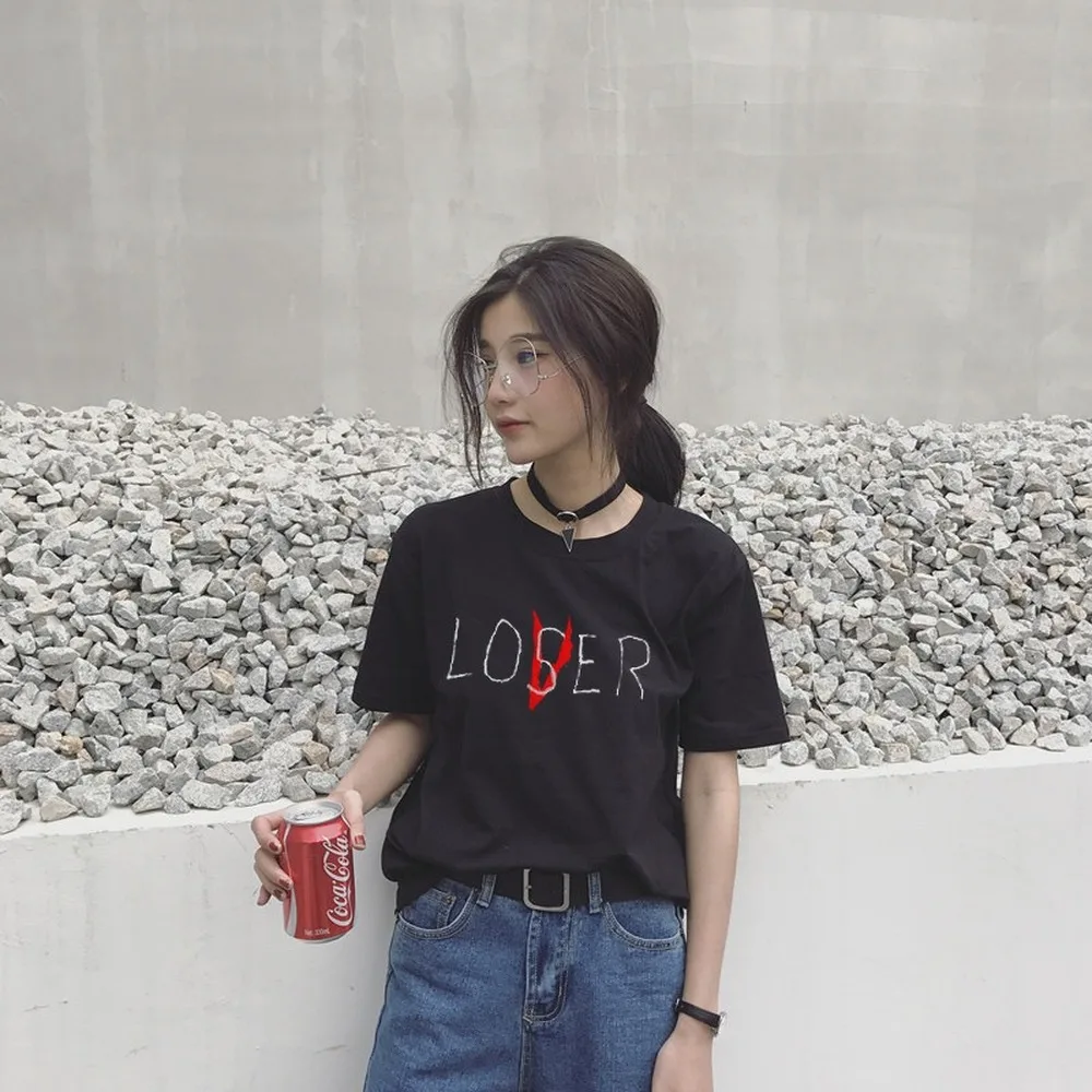 

2019 New Gothic Movie It Losers Club Basic T Shirt Women Casual Cotton Short Sleeve Loser Lover T-Shirt Tops Graphic Tees Women
