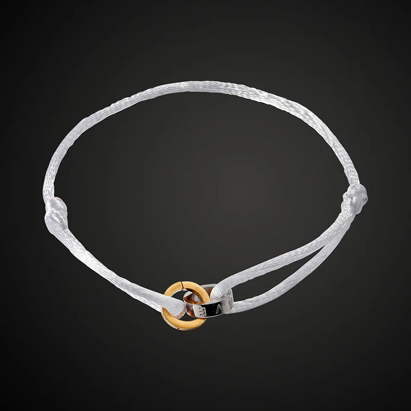 Vankeliif Simple Stainless Steel Two Circle Unisex Bracelet Handmade Red Rope Classic Fashion Jewelry Gift