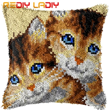 

Latch Hook Kits Make Your Own Cushion Two Kittens Pre-Printed Canvas Crochet Pillow Case Latch Hook Cushion Front Hobby & Crafts