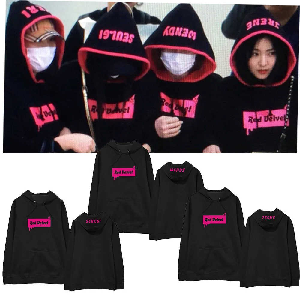 Новинка kpop красная бархатная Толстовка Красная комната с японского концерта окружающая куртка со шляпой Harajuku готические женские толстовки