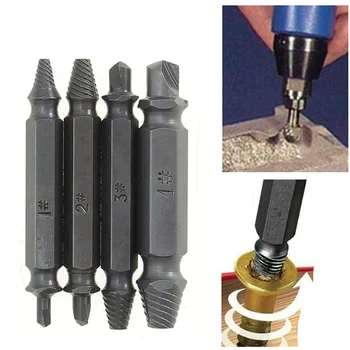 

Double Side Damaged Screw 4PCS/Set Extractor Drill Bits Out Remover Bolt Stud Tool Furniture Accessories