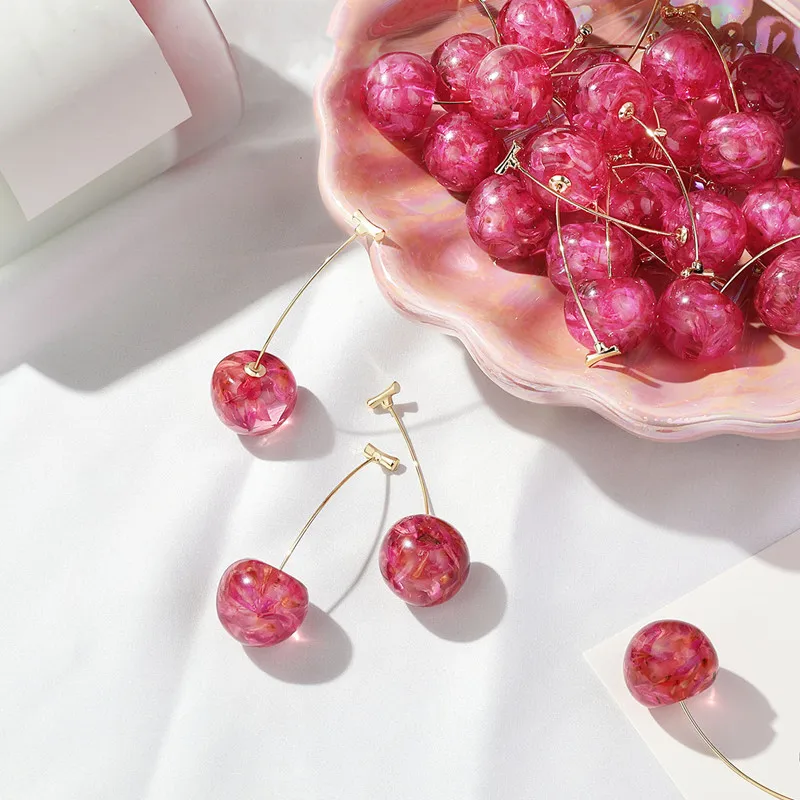 Dominated Acrylic fashion Geometric fine Women Drop Earrings contracted sweet cherry modelling long earrings drop earrings dangle earrings flower earrings cherry earrings acrylic earrings
