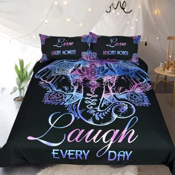 

BEST.WENSD Quality Bedding Indian elephant duvet set bohemians comforter beding sets eyery day boho Quilt cover with pillowcase