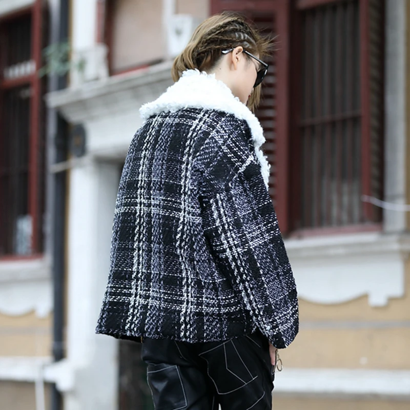 Зимняя теплая шерстяная мутоновая шуба Harajuku уличная овечья шерсть шубка на меху женские свободные большие размеры Женская парка верхняя одежда