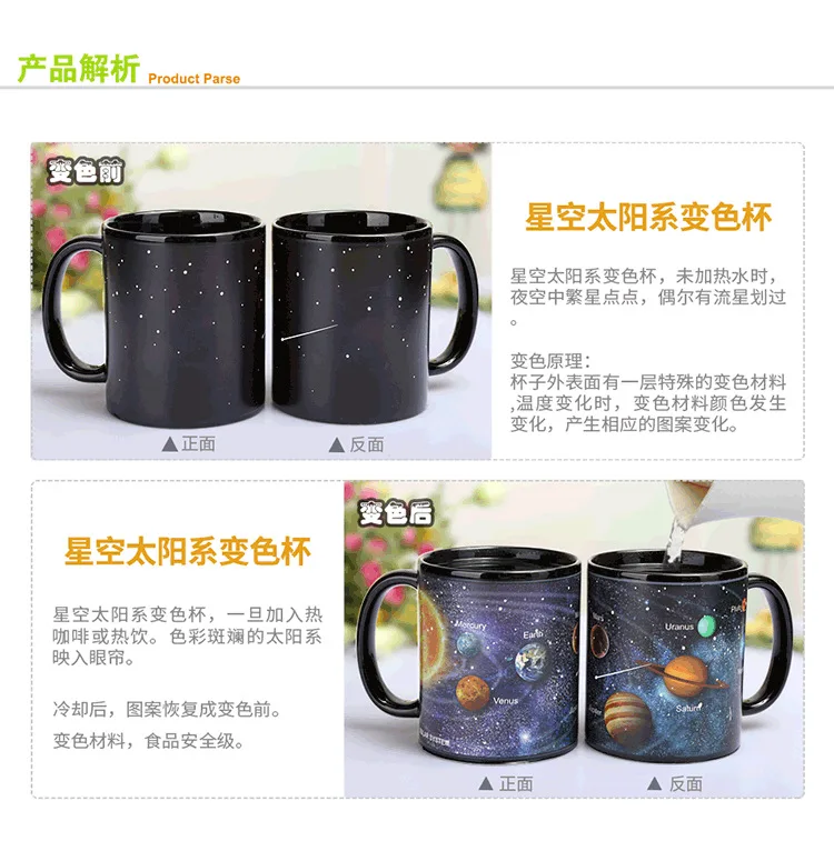 New color changing ceramic cup color coffee cup milk cup friend gift student breakfast cup star solar system cup WJ10161