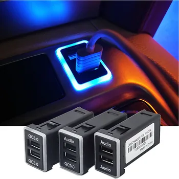 차량용 LED USB 고속 충전기, 도요타 캠리 코롤라 랜드 크루저 200 프라도 150 하이랜더 CHR RAV4 야리스 레이즈 액세서리, QC3.0