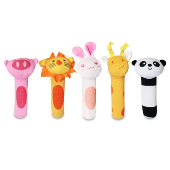 

5Pcs Baby Rattle Toys Rattles Cartoon Animal Plush Toy BB Stick Rattle Baby Toys Stuffed Handbells Toys Infant Plush Toys