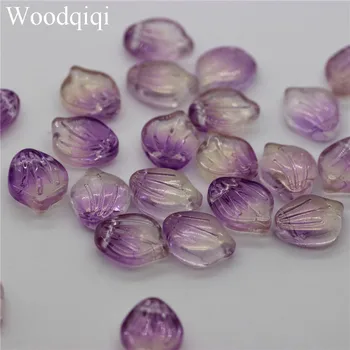 

100pcs 12x15mm Lampwork Beads Multi Gradient Color Glass Beads Bauhinia flower petal For Jewelry Making Earrings DIY Accessories