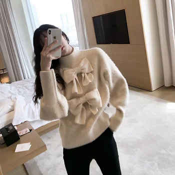 

2020 Fashion Popular Korean Ladies Temperament Butterfly Festival Autumn Winter New Loose Long-Sleeved Half Turtleneck Sweater