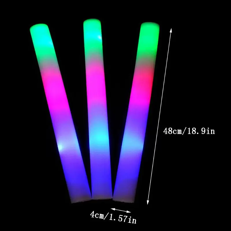 Lightup Foam Sticks Led Soft Batons Rally Rave Glow Wands Multicolor