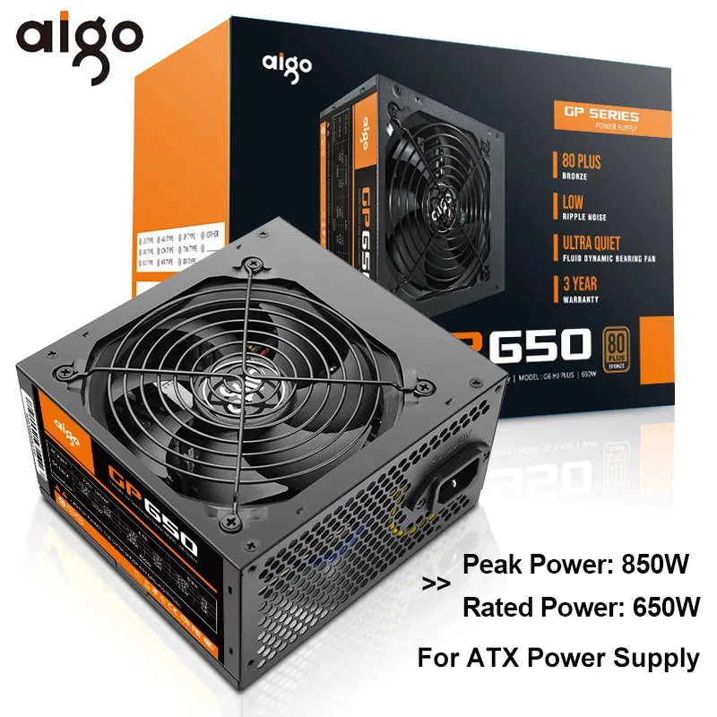 Блок питания Aigo GP650, 650 Вт, 80PLUS, бронзовая электронная сигарета, Max 850 Вт, блок питания для компьютера, 12 В, ATX, 12 см, вентилятор|Блоки питания для компьютеров|   | АлиЭкспресс