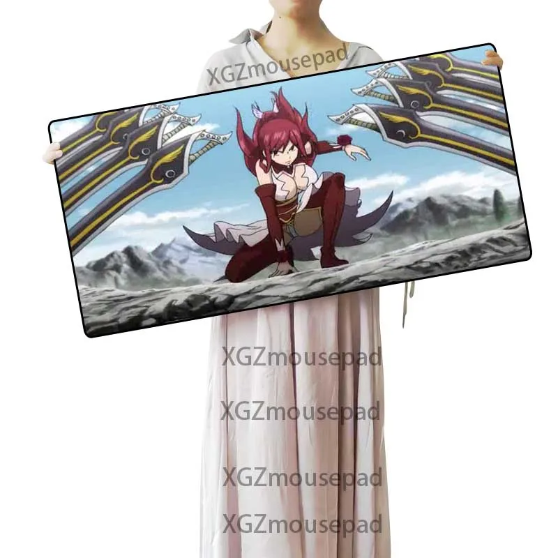 XGZ Anime Sexy Big Breasted Girl Custom Large Computer Desk Mat Black Lock Edge Fairy Tail Mouse Pa