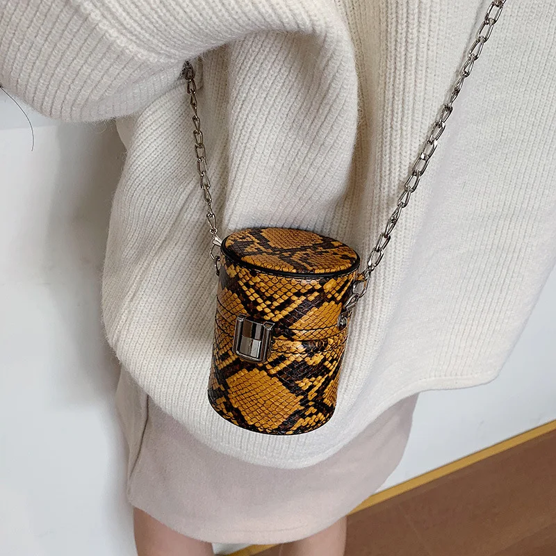 Женская сумка со змеиным принтом, кожаная Роскошная брендовая мини-сумка-мессенджер, Женская мини-косметичка через плечо, сумки