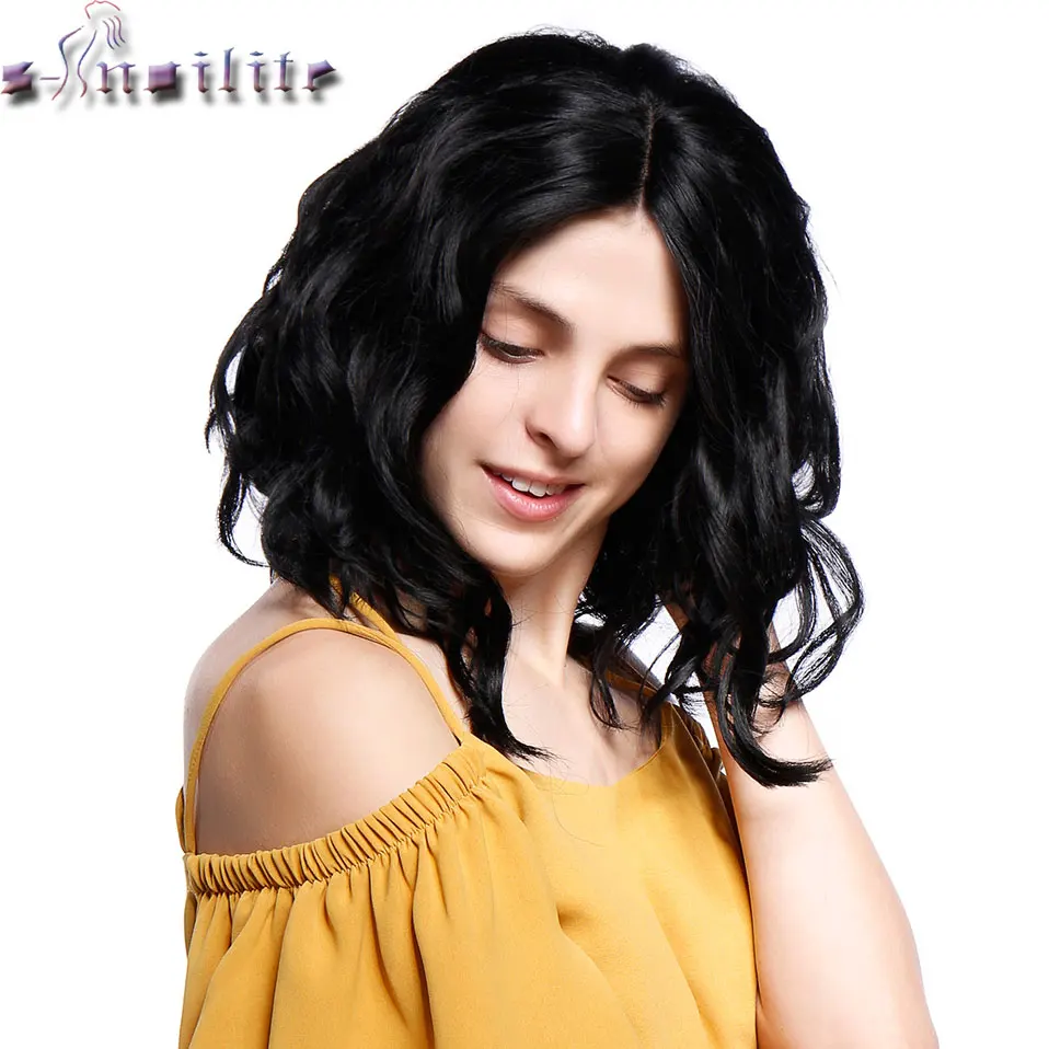 S-noilite "* 1" не Свободный парик «пучок» парик черный коричневый фиолетовый синтетический передний парик короткие волнистые волосы боб парики для женщин