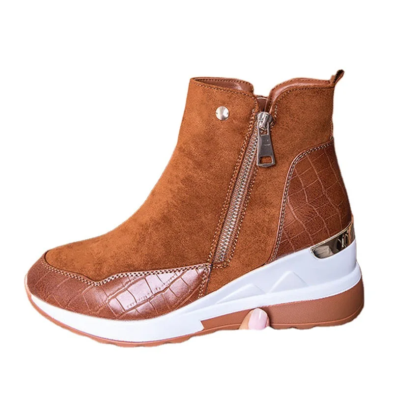 Women's Boots 2021 Autumn Winter High Top Vulcanized Shoes Platfrom Wedges Shoes Zipper Thick Sneakers Women's Shoes Oversize
