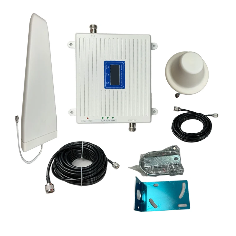 2G 3G 4G 900 1800 2100 mhz Triple band Cell Phone Signal Booster 70dB GSM LTE WCDMA Mobile Cellular Repeater Antenna Set | Мобильные