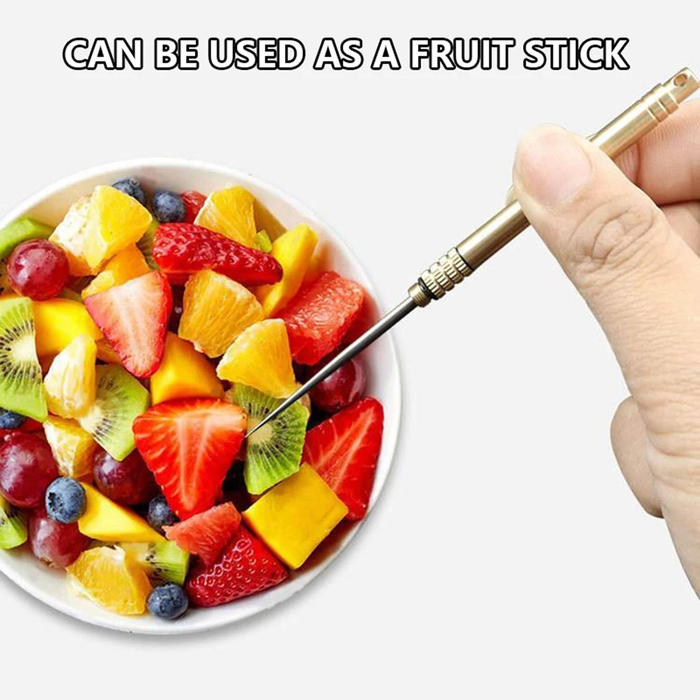 

Titanium Outdoor Edc Portable Multifunctional Toothpick Bottle Fruit Fork Camping Tool Toothpick Tube Stronger Than Dental Floss