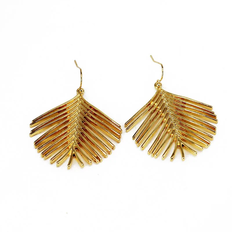 

Fashion Needles Hollow Leaf Gold Frame Earrings Gold Color Dangle Brincos Pendientes Brand Jewelry Women