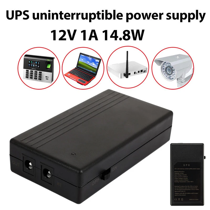 12V 1A 14,8 Вт источник бесперебойного Питание многоцелевой мини UPS Батарея резервного копирования безопасности в режиме ожидания Питание Smart