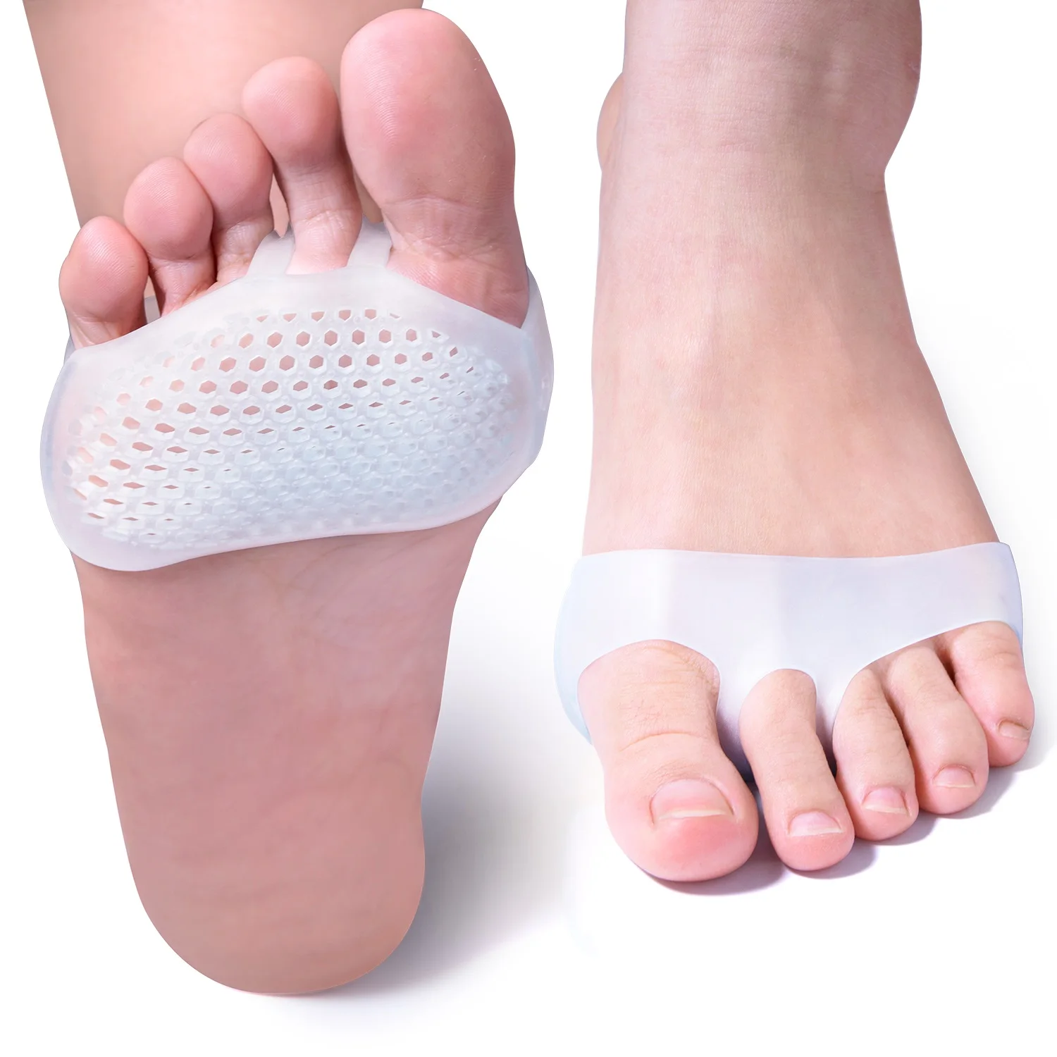 2pcs White Sofe Forefoot Pads Silicone Ball Of Foot Cushion Prevent