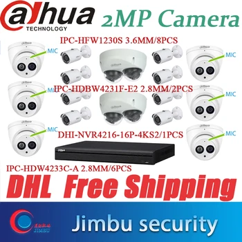

Dahua kit 2MP IP camera system NVR cctv NVR4216-16P-4KS2&2MP security cam IPC-HDW4233C-A/6pcs IPC-HFW1230S/8PCS HDBW4231F-E2/2PC