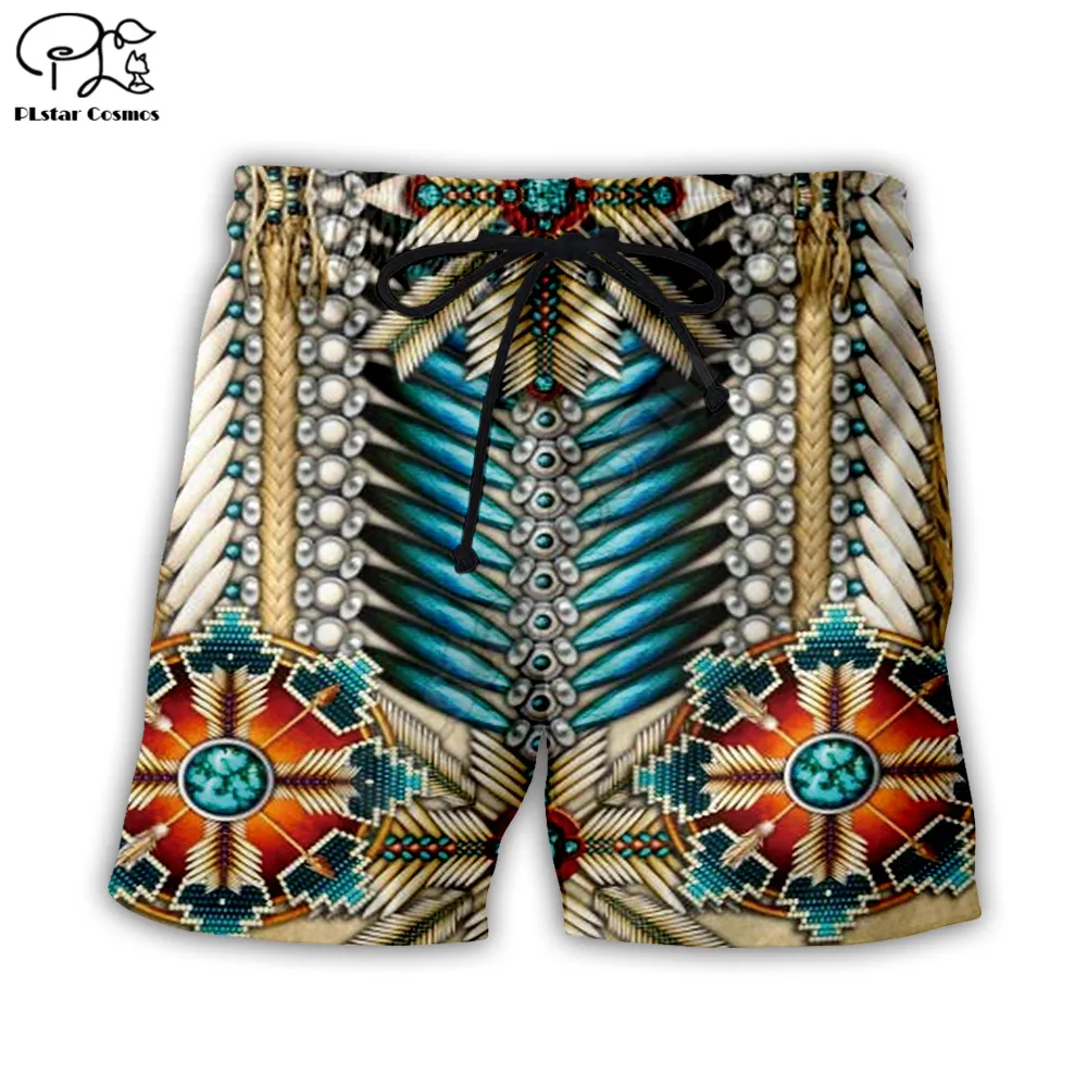 

PLstar Cosmos 2020 Summer fashion Short Native Indian 3D all ove prined Trousers women for men Beach casual Shorts style-1