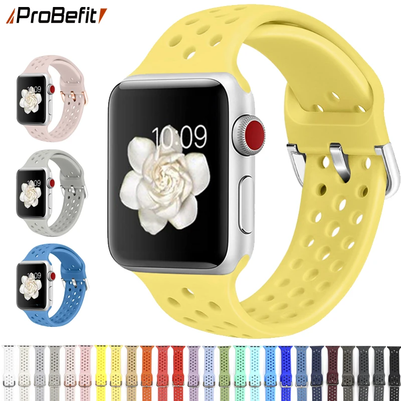 rubber Band for Apple Watch 4 5 6 SE 7 8 41MM 45MM 40mm 44mm 49 Soft Silicone Sport Strap for iWatch Series 5 4 3 Ultra 38 42_voghion.com