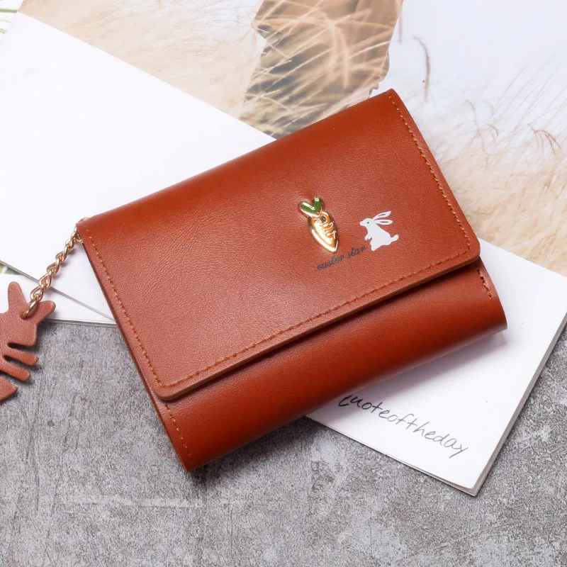 Mini cute wallet women coin purse for girls card bag wallet multifunctional  rabbit and carrot coin purse luxury designer wallets