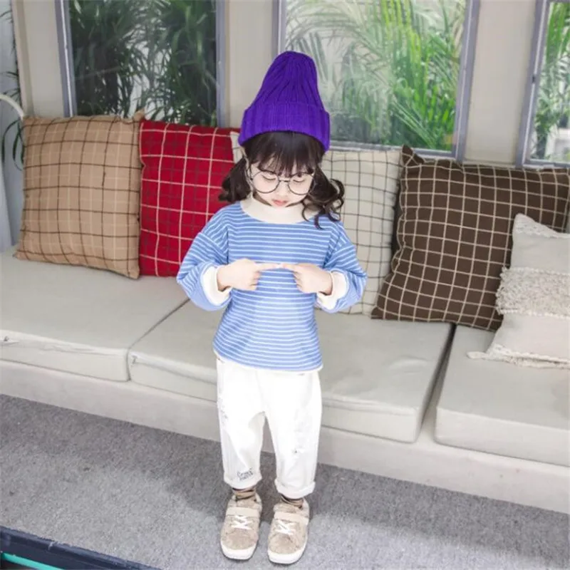 Детская зимняя рубашка, футболки, пуловер для девочек, плотная теплая футболка для детей, футболка с длинным рукавом для девочек 1, 2, 3, 4, 5, 6, 7, 8 лет