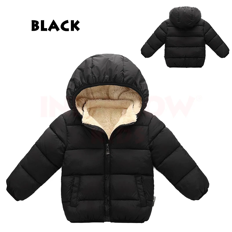 INPEPNOW Fleece Winter Parkas Kids Jackets for Girls Boys Warm Winter Coat Children's Coat Baby Girls Clothes Outerwear Overcoat