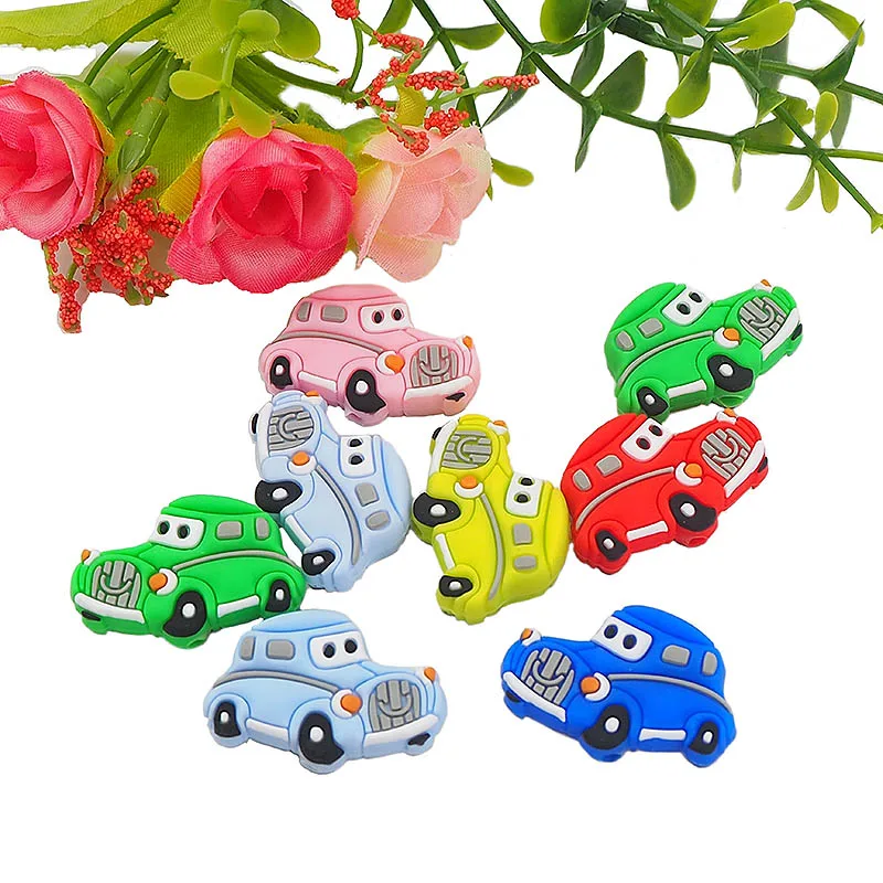 Chenkai 50PCS Silicone Car Beads Baby Nursing Pacifier BPA Free DIY Soothing Pendant Bracelet Necklace Toy Accessories | Мать и ребенок
