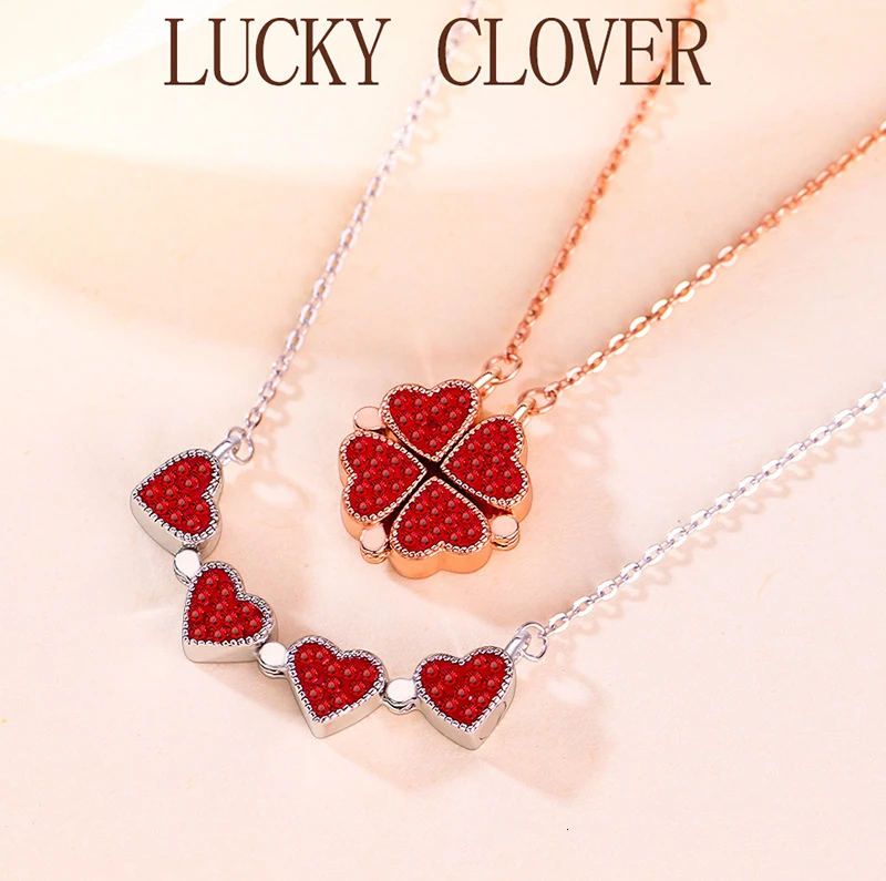 Four Leaf Clover Necklace Heart 