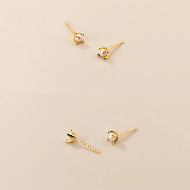 WANTME Fashion Korean Genuine 925 Sterling Silver Mini Baroque Pearl Stud Earrings for Women Teen Girls Daily Life Jewelry Gift - Image 6