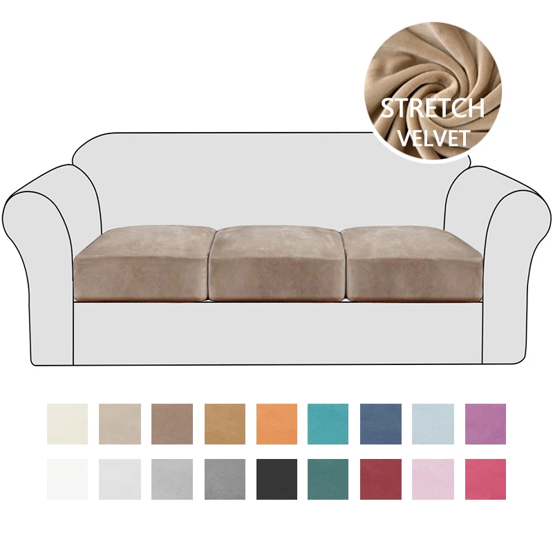 Solid Color Velvet fabric Sofa Cushion Covers Furniture Protector Couch Covers For Living Room Elastic Chair Seat Slipcover