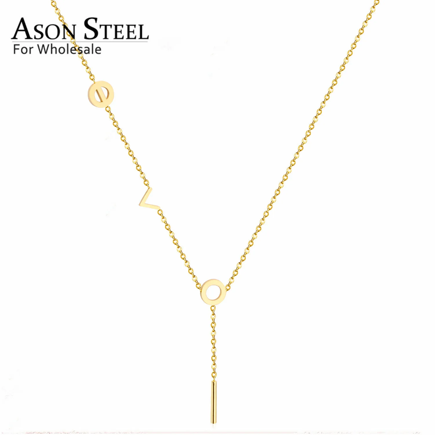Ожерелье с подвеской ASON steel ожерелье из нержавеющей стали надписью Love розовое