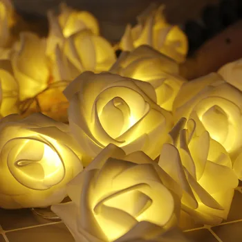 

6.5m 40LED Battery Operated LED Rose Flower String Lights Christmas Fairy Light Valentine Wedding Holiday Home Party Decoration