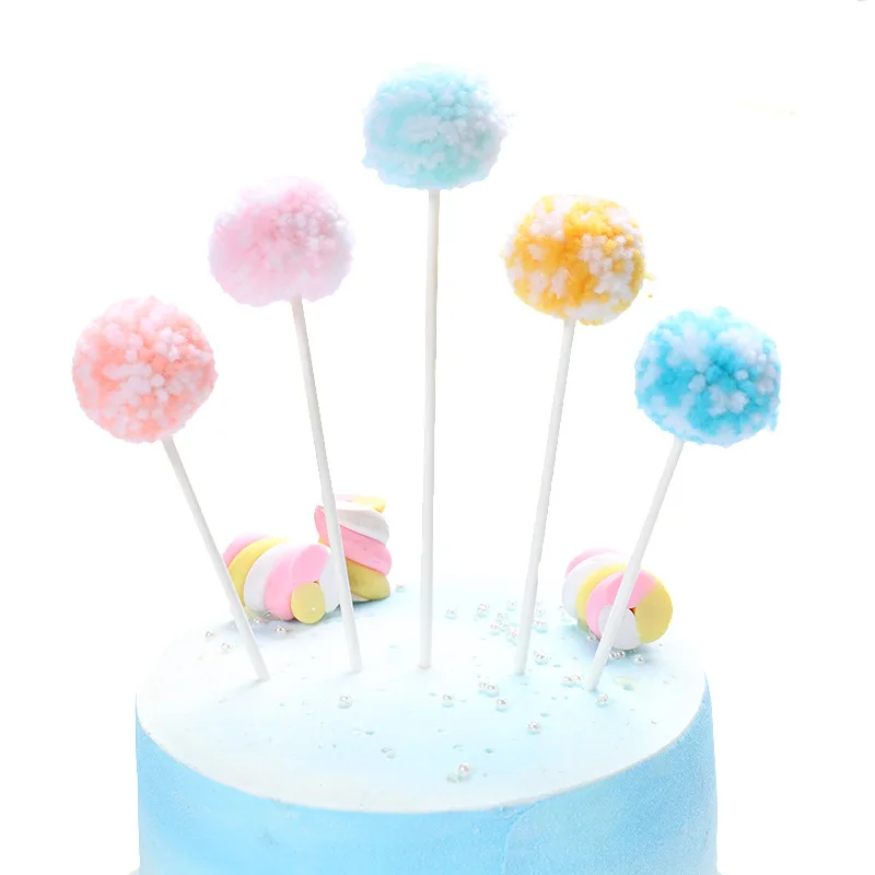 Polymer Clay Rainbow Cute Smile Cloud Star Theme Cake Topper Beautiful Cotton Balls Kids Favors Party Supplies Cake Decoration - Цвет: 5pcs light