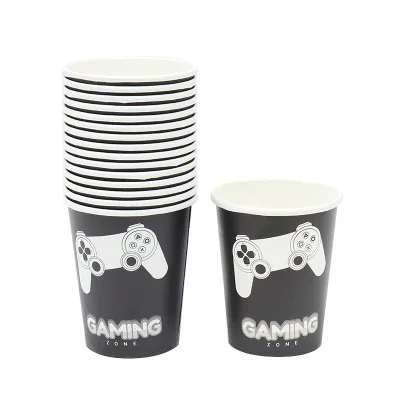 16pcs cups A Горячий геймпад тема одноразовая посуда вечерние посуда вечеринка для мальчика день рождение Декор бумажный стаканчик бумажная тарелка нож и вилка бумажное полотенце - Color: 16pcs cups A