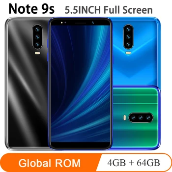 

Note 9s 4G RAM 64G ROM 5.5" 18:9 HD screen Mobile phones android MTK6580 quad core celulares 13MP camera Face ID Smartphones